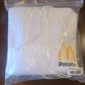 Palace White Hoodie with Yellow Logo